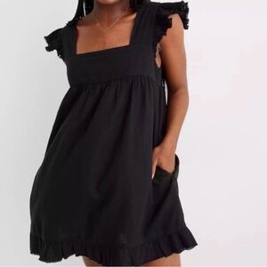 Aerie Black Fringe Black Babydoll Dress Large
